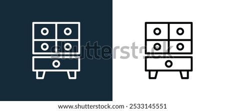 cupboard icon isolated on white and black colors. cupboard outline linear vector icon from property collection for mobile apps, web and ui.