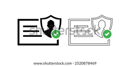 Id card scan verification icon vector as kyc check security tech graphic, identity proof scanner data or person info, user customer document legal verify, account profile authentication image