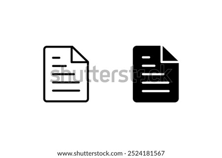 Set of two black and white document icons with page curl and tabbed corner designs.