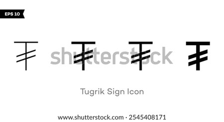 Mongolian Tugrik currency sign icon design, isolated vector. Abstract financial symbol for Mongolia, representing money, finance, commerce, and economic transactions in a minimalistic style.