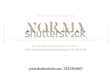 Norma  modern style. Elegant wedding alphabet letters font and number. Typography Luxury classic lettering serif fonts decorative vintage retro logo