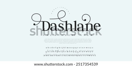 Dashlane Abstract Fashion font alphabet. Minimal modern urban fonts for logo, brand etc. Typography typeface uppercase lowercase and number. vector illustration