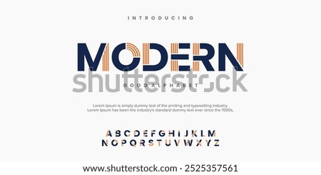 Modern alphabet. Typography with dot at the edge. minimalist style fonts set. vector illustration