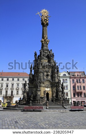 Holy Trinity Column in Prague\'s old town. The monument is in the UNESCO World Cultural Heritage.