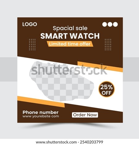 Modern smartwatch product sale social media post design. Promotional post and banner template. Square gadget product banner advertising feed with super .