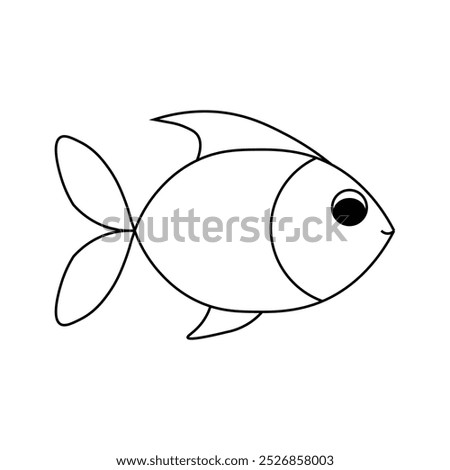 Simple line fish icon featuring ocean life and Pisces zodiac concept. This minimalist vector illustration is perfect for template design, marine art, and symbolic graphics