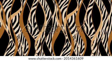 Seamless zebra skin with wavy pattern. Vector Illustration.