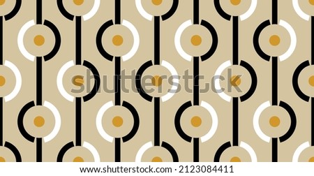 Seamless abstract chain pattern on beige. Vector Illustration.