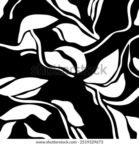 Abstract hand drawn leaves pattern. Vector Illustration