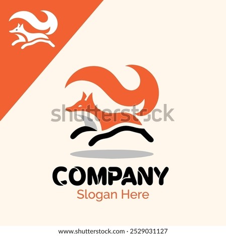 Fox with a fire tail logo illustration vector
