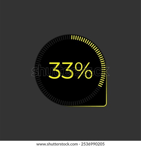 33% Loading. Ui Diagram vector. Download progress icon. Circle diagram interface. Thirty three percent downloading.