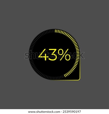 43% Loading. Ui Diagram vector. Download progress icon. Circle diagram interface. Forty three percent downloading.