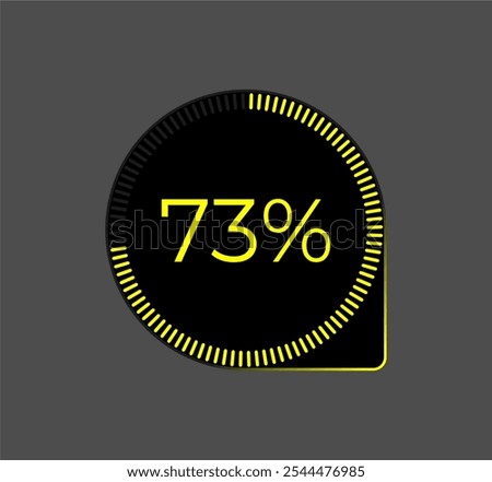 73% Loading. Ui Diagram vector. Download progress icon. Circle diagram interface. Seventy three percent downloading.