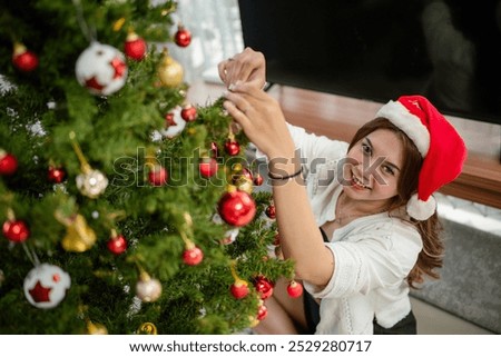 Similar – Image, Stock Photo Crop woman hanging up telephone