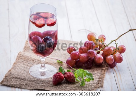 Summer fresh fruit Flavored infused water of strawberry and grape