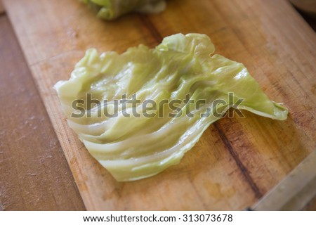boiled cabbage, ready to wrap the meat to make cabbage roll recipe
