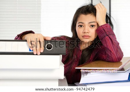 asian business woman feeling stress at work