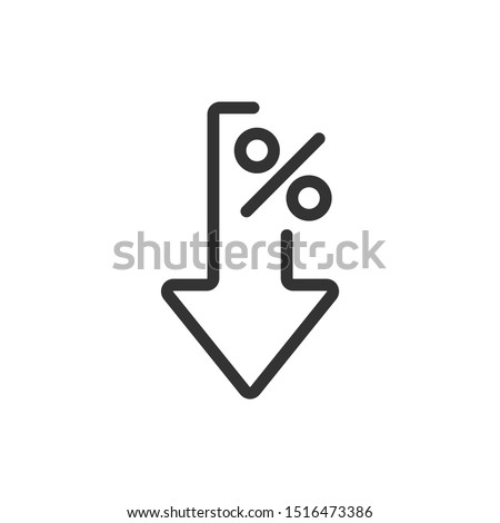 Interest rate reduction or percent down thin line icon.  Vector illustration eps 10