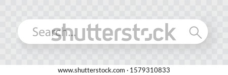 Search bar, search boxes with shadow on transparent background - stock vector.