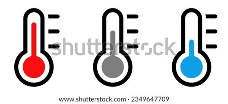 Temperature icon set. Thermometer showing the temperature symbol. Weather sign. Temperature scale icon. Warm and cold symbol - stock vector.