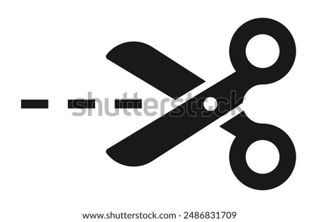 Scissors with cut lines icon. Cutting scissors sumbol. Cut here signs on white isolated background - stock vector.