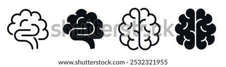 Human brain icon. Simple brain symbol in top and side view. Mind sign solid and outline style - stock vector.