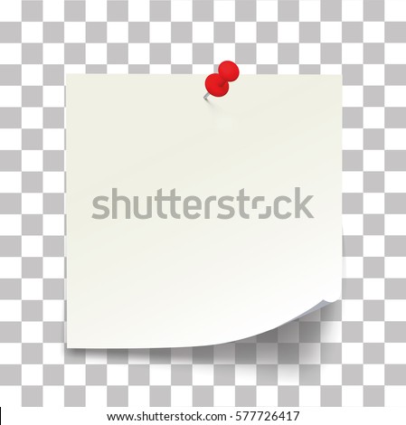 White paper note with the red button, ready for your message - Stock Vector.
