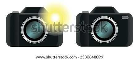 camera emoji icon vector in minimalist style, featuring a sleek design with a round lens and simple shapes. Perfect for social midia, apps, and marketing materials. Photography icon for sinage.