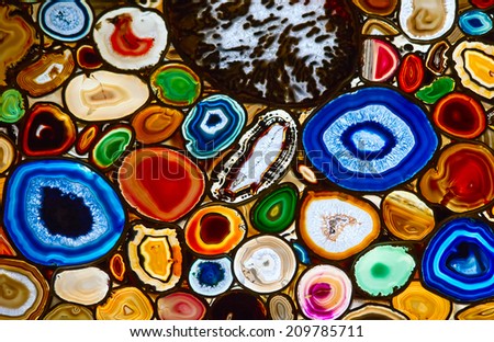 Translucent mosaic made with slices of agate stone