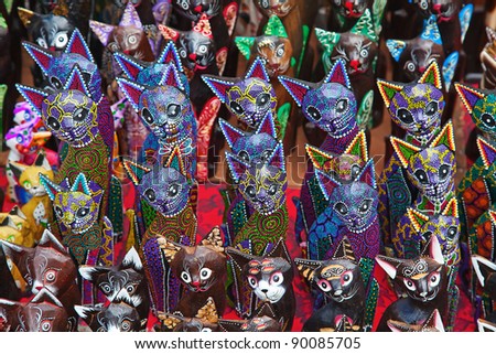 Wooden cats (souvenirs made by Balinese wood carvers)