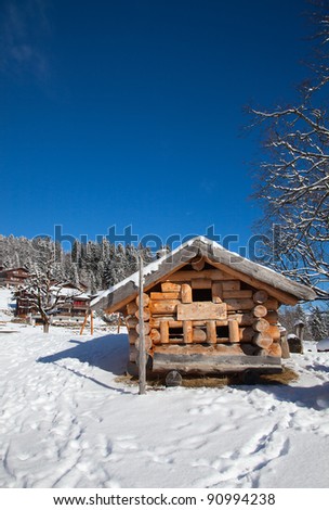 Typical swiss winter season landscape.  Switzerland.