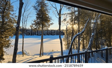 Similar – Image, Stock Photo House on lake in front of mountain with sunset