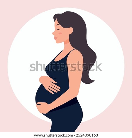 side view pregnant woman flat design