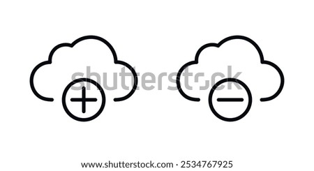 cloud service plus and minus icon