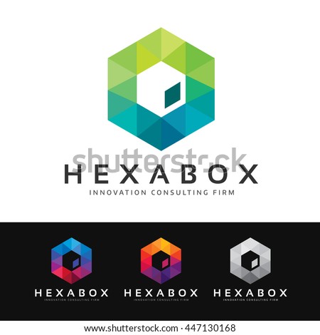 Logo of a stylized and colorful hexagonal shape built with polygons. This logo is suitable for many purpose as corporate identity, mobile and technologies development, engineering firm and more.