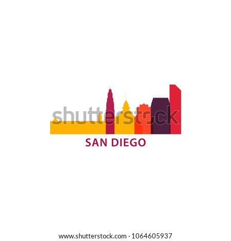 USA United States of America San Diego city skyline landscape silhouette vector logo icon. Cool urban horizon illustration concept