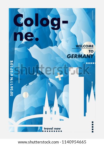 Modern Germany Cologne skyline abstract gradient poster art. Travel guide cover city vector illustration