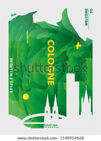 Modern Germany Cologne skyline abstract gradient poster art. Travel guide cover city vector illustration