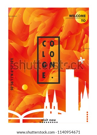 Modern Germany Cologne skyline abstract gradient poster art. Travel guide cover city vector illustration