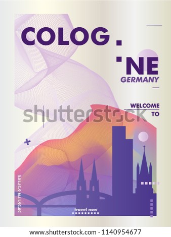 Modern Germany Cologne skyline abstract gradient poster art. Travel guide cover city vector illustration