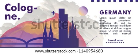 Modern Germany Cologne skyline abstract gradient website banner art. Travel guide cover city vector illustration