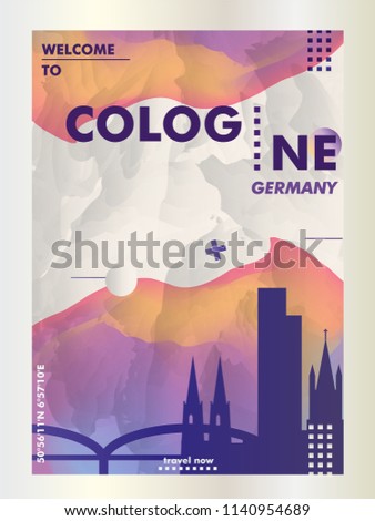 Modern Germany Cologne skyline abstract gradient poster art. Travel guide cover city vector illustration