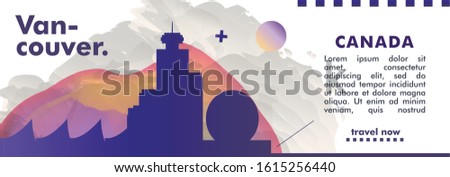 Modern Canada Vancouver skyline abstract gradient website banner art. Travel guide cover city vector illustration