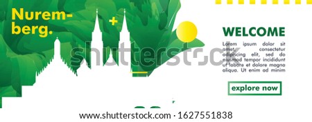 Modern Germany Nuremberg skyline abstract gradient website banner art. Travel guide cover city vector illustration