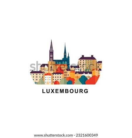 Luxembourg city abstract round vector landscape logo. Capital panorama silhouette flat icon