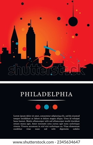 USA Philadelphia city poster with abstract shapes of skyline, cityscape, landmarks and attractions. US Pennsylvania state travel vector illustration for brochure, website, page, business presentation