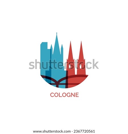 Germany Cologne cityscape skyline city panorama vector flat modern logo icon. Central Europe region emblem idea with landmarks and building silhouettes