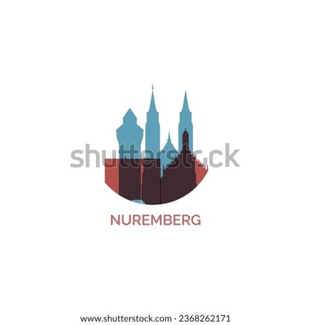 Germany Nuremberg cityscape skyline city panorama vector flat modern logo icon. Central Europe Bavaria region emblem idea with landmarks and building silhouettes