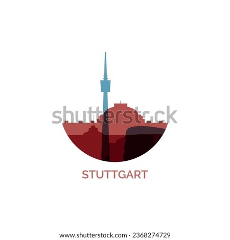 Germany Stuttgart cityscape skyline city panorama vector flat modern logo icon. Central Europe Baden-Württemberg region emblem idea with landmarks and building silhouettes