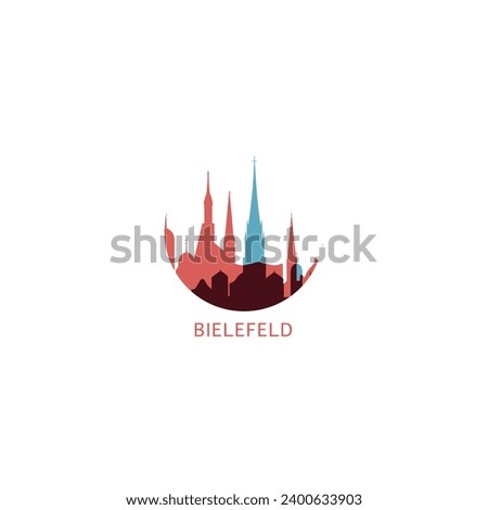 Bielefeld cityscape skyline city panorama vector flat modern logo icon. Germany, North Rhine Westphalia region town emblem idea with landmarks and building silhouettes